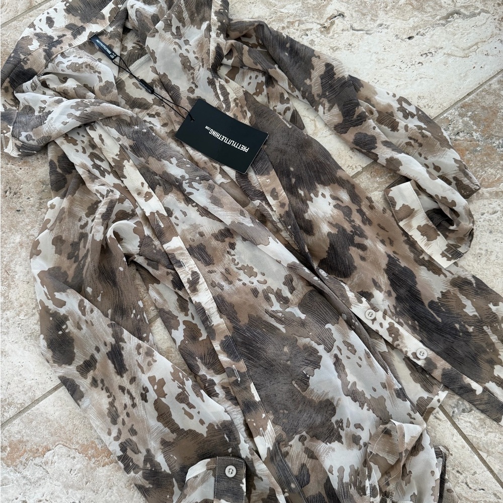Pretty Little Thing Animal Print Button Down Shirt